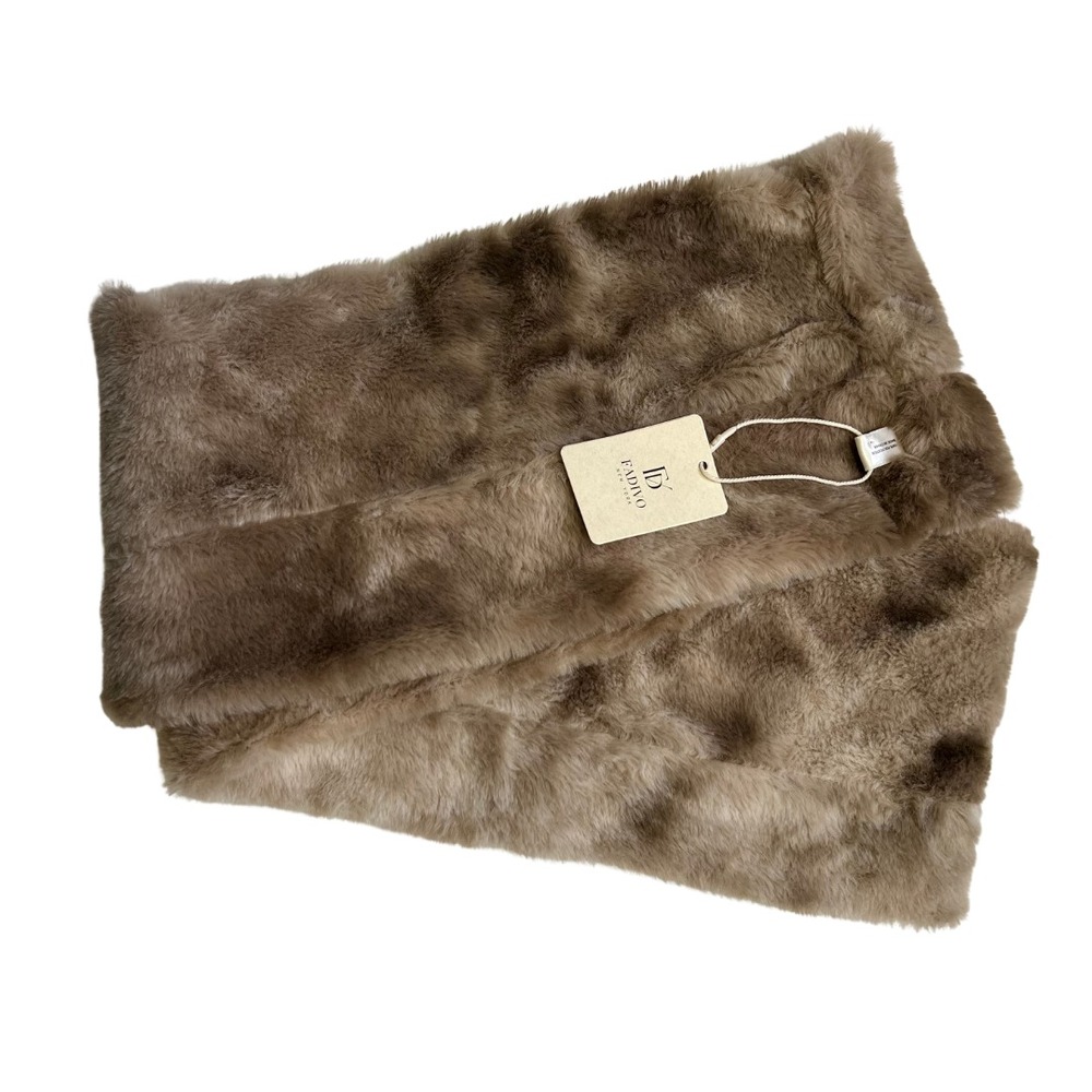 Faux Fur Scarf Brown Soft Plush Winter Wrap Shawl Cozy Warm Luxurious‎ NWT